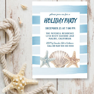 Beach Seashells Nautical Rand Julfest Inbjudningar