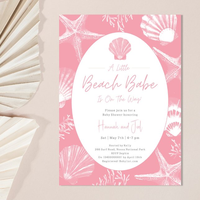 Beach Seashells Ocean Rosa Girl Baby Shower Inbjudningar (Skapare uppladdad)