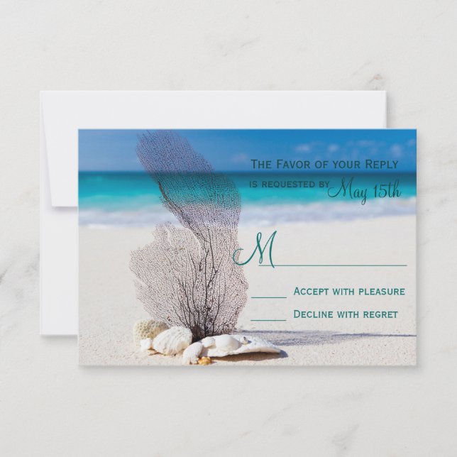Beach Seashells Sand Destination Wedding OSA Kort (Framsida)
