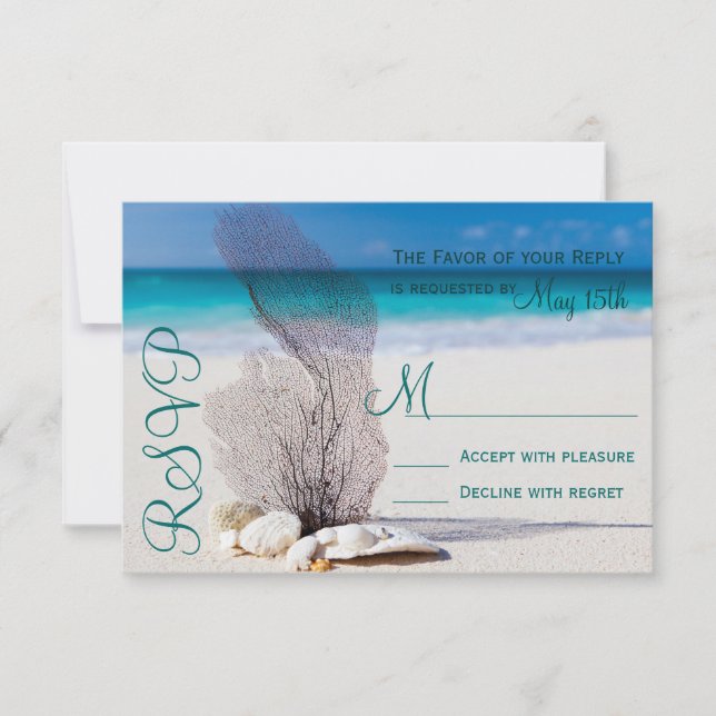 Beach Seashells Sand Destination Wedding OSA Kort (Framsida)