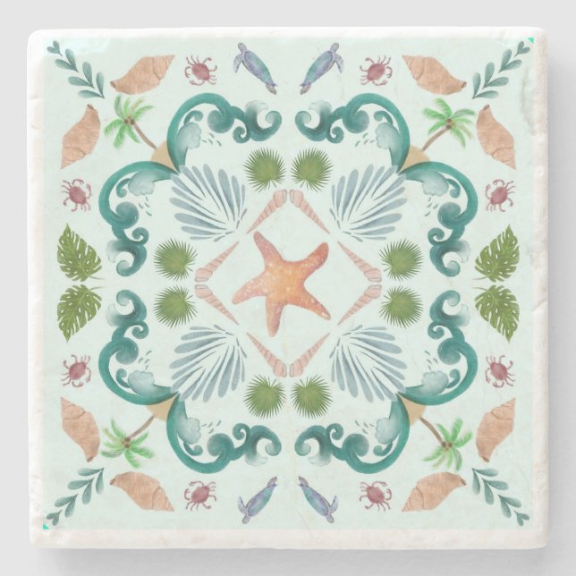 Beach Seashells Sea Life Stenunderlägg (Framsidan)