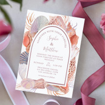 Beach Seashells Watercolor Coastal Bröllop