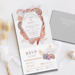 Beach Seashells Watercolor Coastal Chic Bröllop