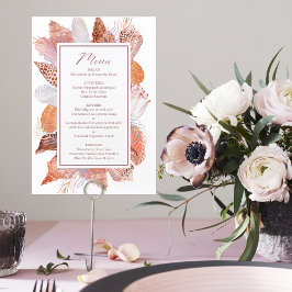 Beach Seashells Watercolor Coastal Chic Flat Menu Meny