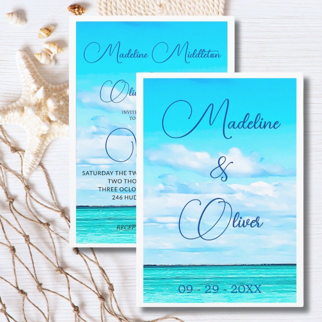 Beach Seaside Coastal Sommar Destination Wedding Inbjudningar (Skapare uppladdad)