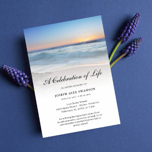 Beach Seaside Ocean Firande of Life Funeral Inbjudningar