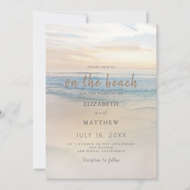 Beach Seaside Sunset Wedding bjudande Inbjudningar (Framsida)