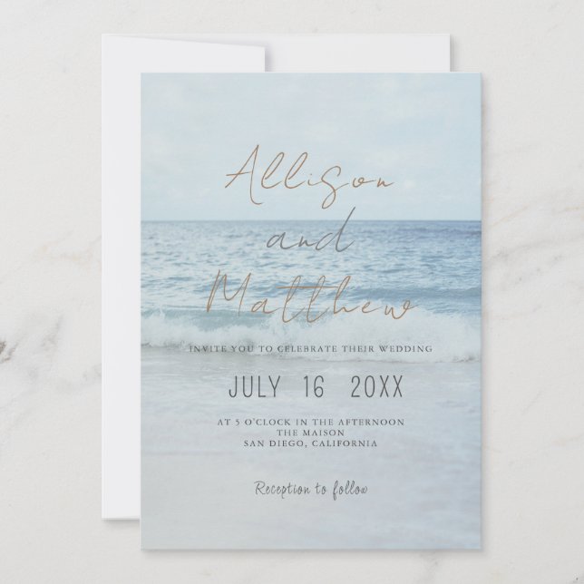 Beach Seaside Wedding Invitation Oceanside Wedding Inbjudningar (Framsida)