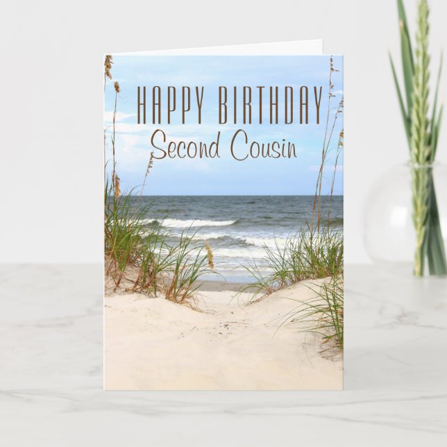 Beach Second Cousin Birthday Card Kort (Framsida)