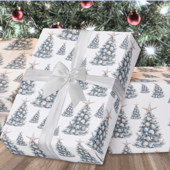 Beach Shell Christmas Tree Pattern Presentpapper (Beach Shell Christmas Tree Pattern Wrapping Paper )