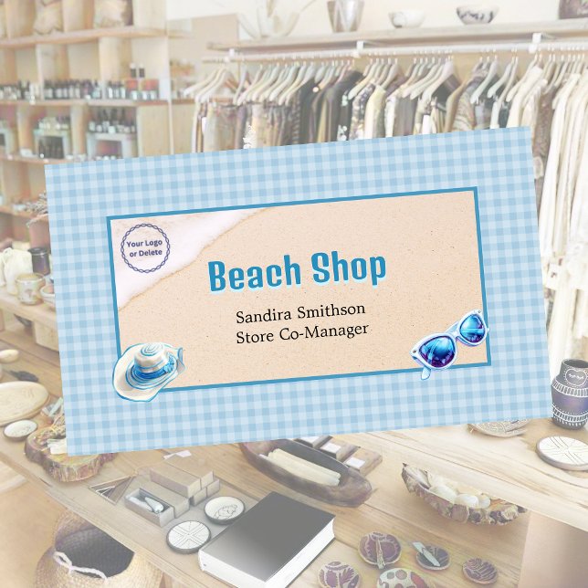 Beach Shop Gingham Sunglasses Hat Sand Gingham Visitkort (Skapare uppladdad)