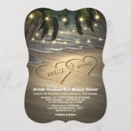 Beach Shore Hearts i Sand Wedding-inbjudningarna Inbjudningar