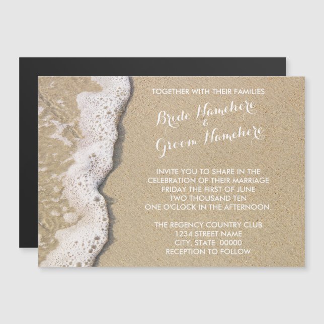 Beach Shore Magnetic Wedding-inbjudningar Magnetisk Inbjudningskort (Fram/baksida)
