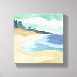 Beach Shore | Vattenfärg blå Canvastryck