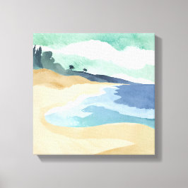 Beach Shore | Vattenfärg blå Canvastryck