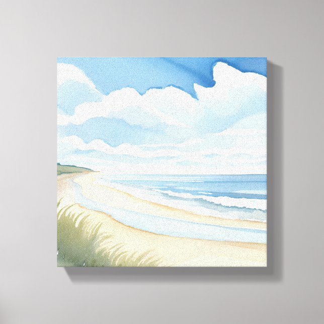 Beach Shore Walk | Kusthavets vattenfärg Canvastryck (Framsida)