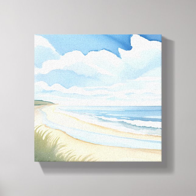 Beach Shore Walk | Kusthavets vattenfärg Canvastryck (Framsida)
