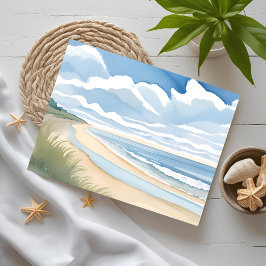 Beach Shore Walk | Kusthavets vattenfärg Vykort