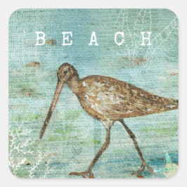 Beach Shorebird Fyrkantigt Klistermärke