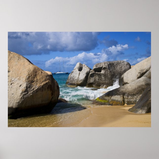 Beach sido vid Virgin Gorda, British Virgin Poster (Framsidan)