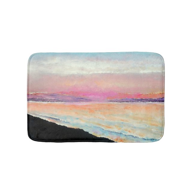 Beach Sjö Pastel Sunset Art Badrumsmatta (Framsidan)
