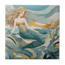 Beach-Sjöjungfrun vid Sea Turcos Guld Höger Sida