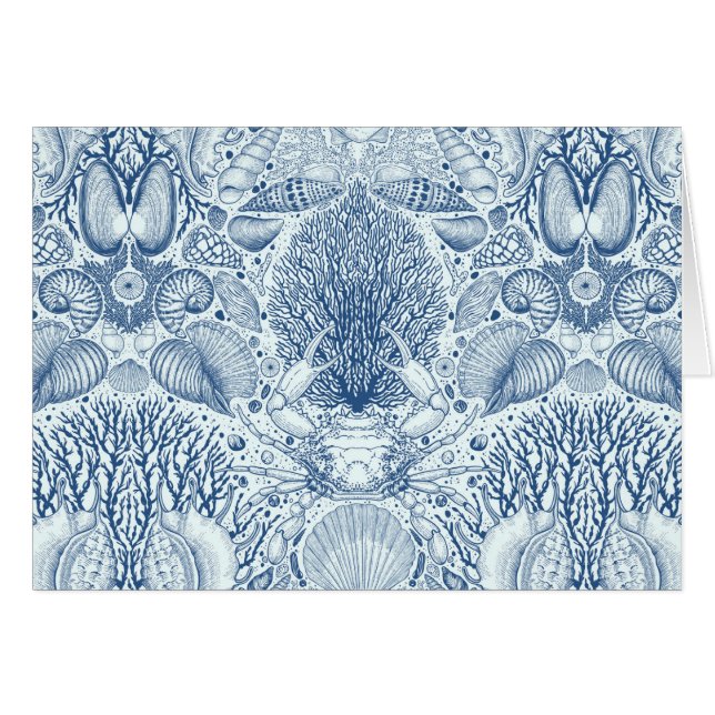 Beach-skatter i blått hälsningskort (Framsidan Horizontal)