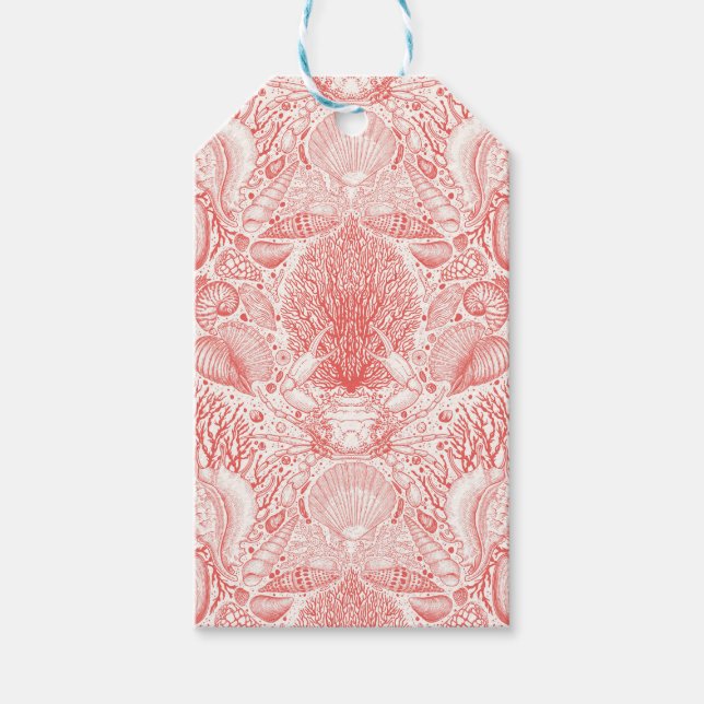 Beach-skatter i korallrött presentetikett (Framsidan)