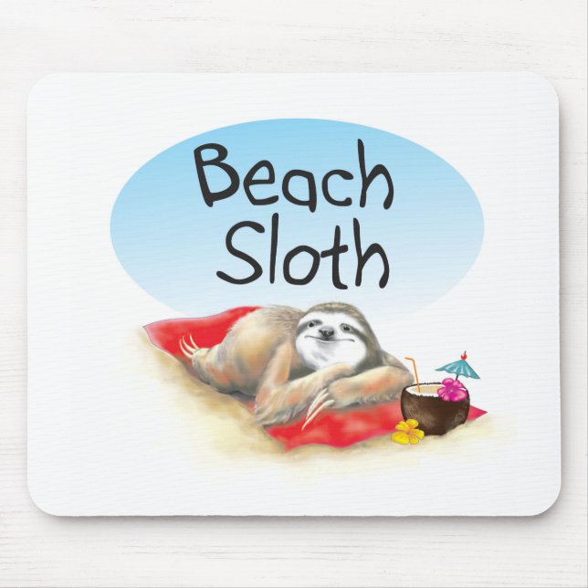 Beach Sloth Mouse Pad Musmatta (Framsidan)