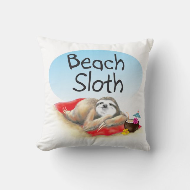 Beach Sloth Pillow Kudde (Framsida)