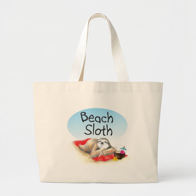 Beach Sloth Tote Jumbo Tygkasse (Framsidan)