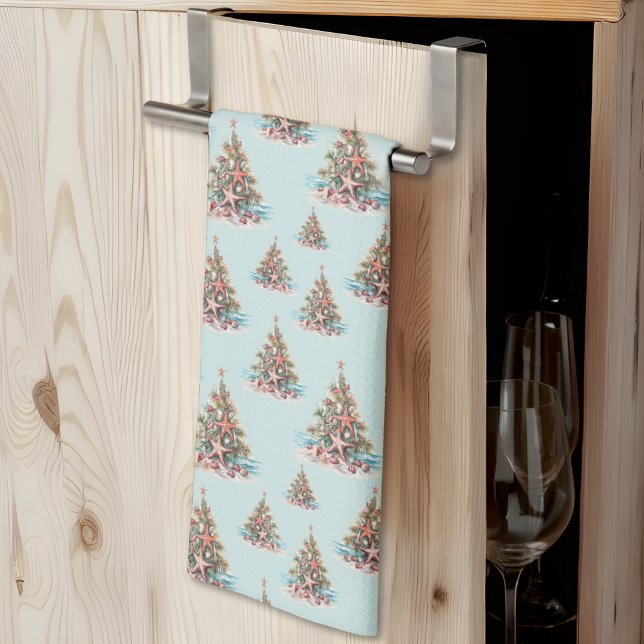 Beach Snäcka Mönster Kökshandduk (Beach Shell Christmas Tree Pattern kitchen towel )