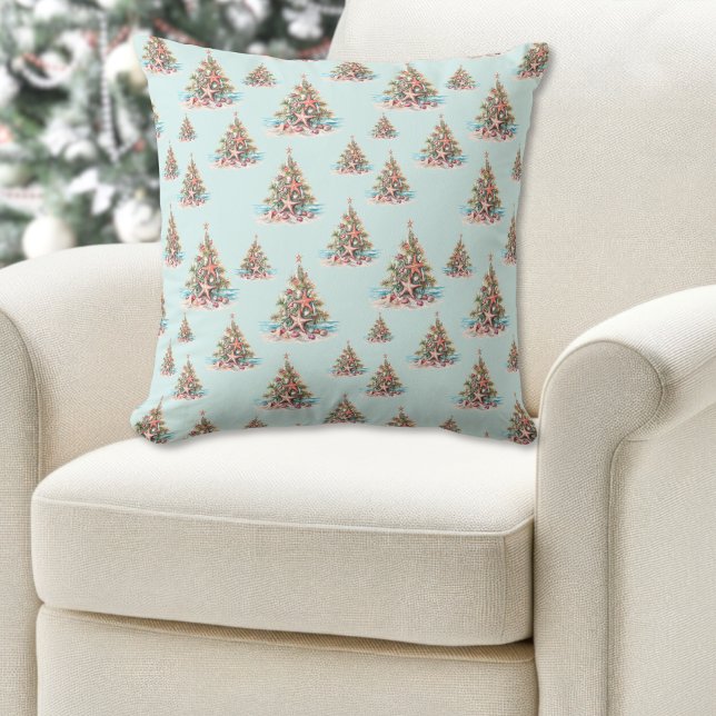 Beach Snäcka Mönster Kudde (Beach Shell Christmas Tree Pattern Throw Pillow)