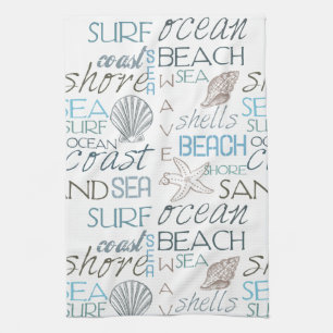 Beach Snäckas Sea Sand Blue Kökshandduk