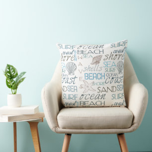 Beach Snäckas Sea Sand Blue Kudde