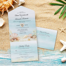 Beach-Snäckor Ocean Tropical Watercolor Bröllop
