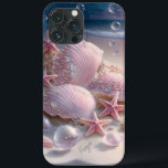 Beach Snäckor Trendiget Modern Girly Personlig Nam<br><div class="desc">Beach Snäckor Trendiget Modern Girly Personlig Namn iphone case har din personlig namn i grått-manustypografi på en modern rosa och svält på stranden med havet i bakgrunden. Perfekt på födelsedagspresent,  mamma på Mors dag,  syster,  flickvän eller bett till jul och helgdagar. Designad av ©Evco Studio www.zazzle.com/store/evcostudio</div>