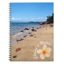 Beach Snäckors Frangipani Namn Spiral Note Bok