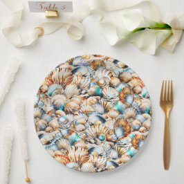 Beach snäckors iridescent collage nautisk chic