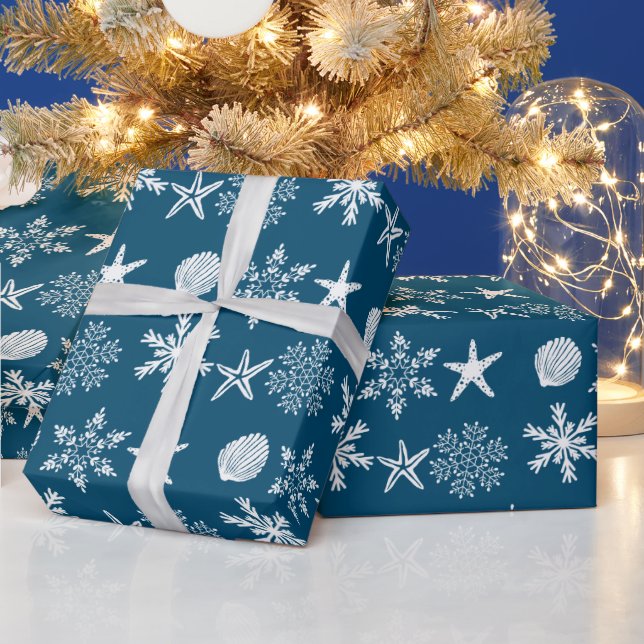 Beach Snäckors & Snöflingor Wrapping Papper Presentpapper (Helgdagar)