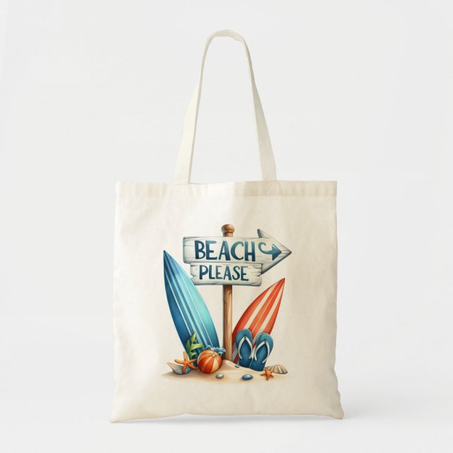 "Beach Snälla" Beach Tote Bag Tygkasse (Framsidan)