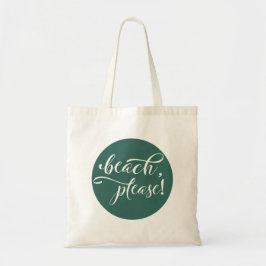 Beach Snälla Calligraphy Teal Tote Bag Tygkasse