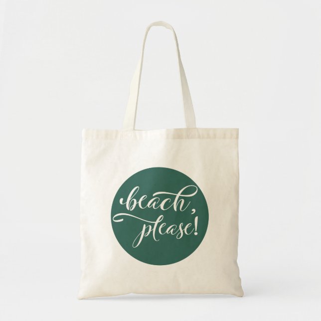 Beach Snälla Calligraphy Teal Tote Bag Tygkasse (Framsidan)