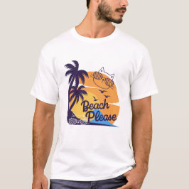 Beach Snälla Cat Summer Roligt T Shirt