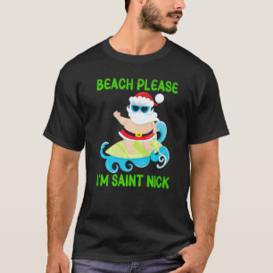 Beach Snälla jag är Saint Nick Santa Surfing Ocean T Shirt