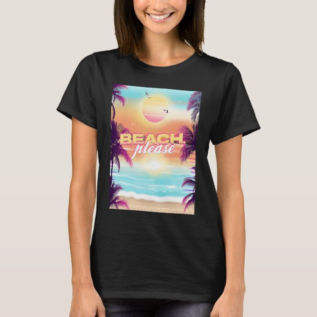 Beach Snälla, sommarvaccinationen Handflatan Träd  T Shirt (Framsida)