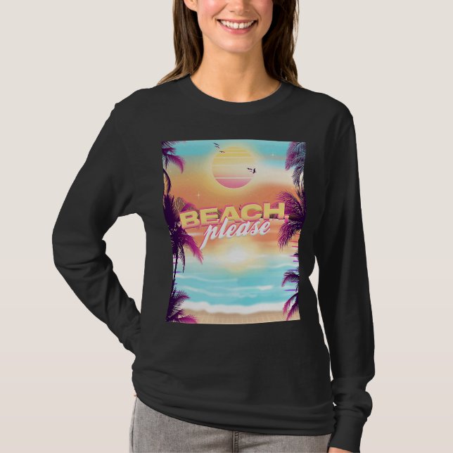 Beach Snälla, sommarvaccinationen Handflatan Träd  T Shirt (Framsida)
