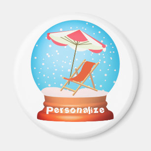 Beach snö globe magnet