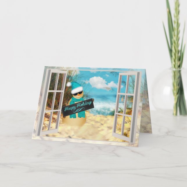 Beach Snögubbe | Fönstret Tropical Beach (Tropiskt Helgkort (Framsida)