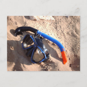 Beach snorkel och gogglar vykort